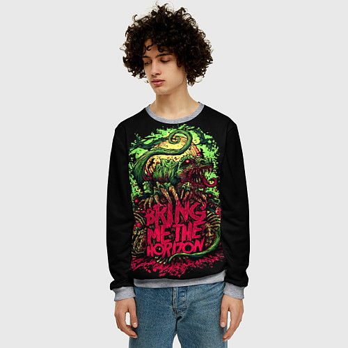 Мужской свитшот Bring me the horizon dinosaurs / 3D-Меланж – фото 3