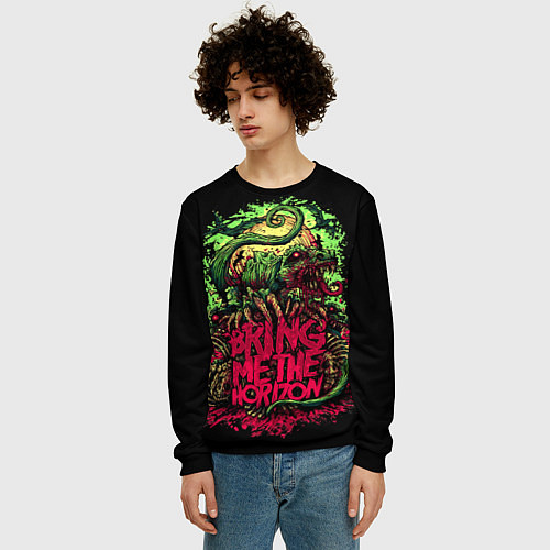 Мужской свитшот Bring me the horizon dinosaurs / 3D-Черный – фото 3