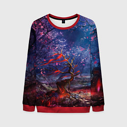 Свитшот мужской Магический лес при луне, цвет: 3D-красный
