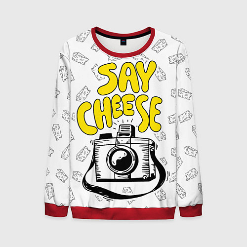Мужской свитшот Say cheese / 3D-Красный – фото 1