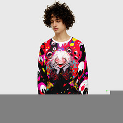 Свитшот мужской Сумасшедшая аниме девочка от нейросети, цвет: 3D-белый — фото 2