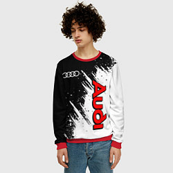 Свитшот мужской Ауди - белые потертости, цвет: 3D-красный — фото 2