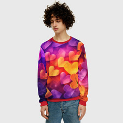 Свитшот мужской Разноцветные сердечки, цвет: 3D-красный — фото 2