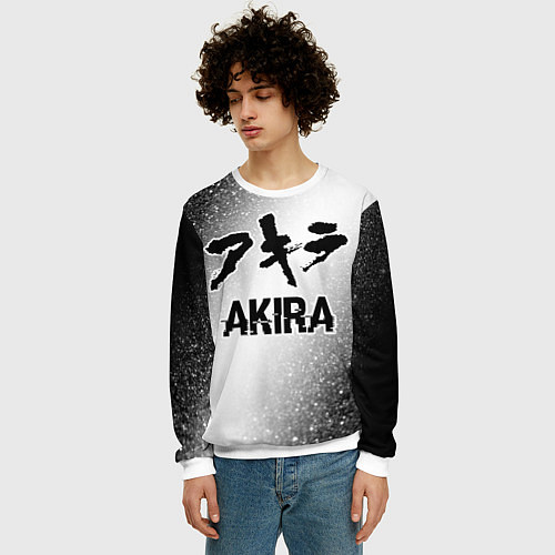Мужской свитшот Akira glitch на светлом фоне / 3D-Белый – фото 3