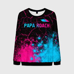 Свитшот мужской Papa Roach - neon gradient: символ сверху, цвет: 3D-черный