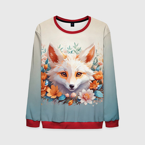 Мужской свитшот Цветочная лиса / 3D-Красный – фото 1