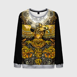 Свитшот мужской Золотой орёл - славянский орнамент, цвет: 3D-меланж
