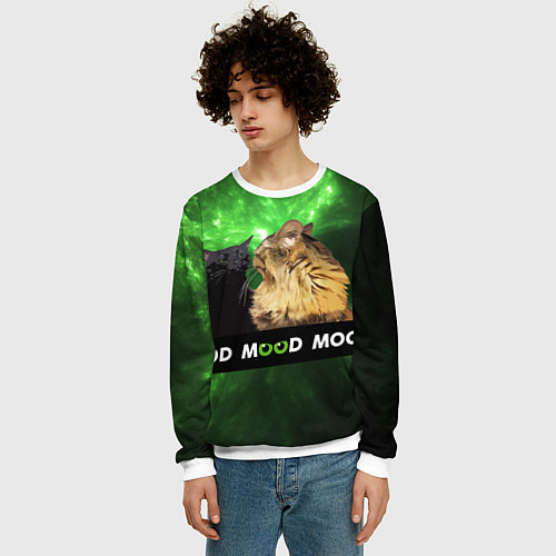 Мужской свитшот Mood - коты из ТикТок / 3D-Белый – фото 3