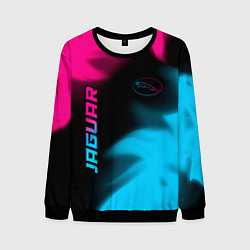 Свитшот мужской Jaguar - neon gradient: надпись, символ, цвет: 3D-черный