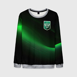 Свитшот мужской Герб РФ зеленый черный фон, цвет: 3D-меланж