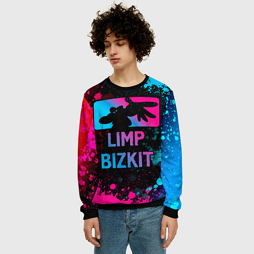 Мужской свитшот Limp Bizkit - neon gradient / 3D-Черный – фото 3