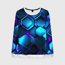 Свитшот мужской Объемные неоновые плиты, цвет: 3D-белый