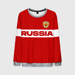 Свитшот мужской Russia - красно-белый, цвет: 3D-меланж