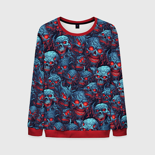 Мужской свитшот Monster skulls pattern / 3D-Красный – фото 1