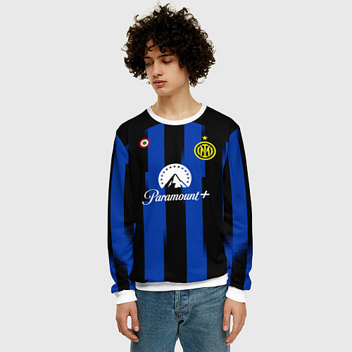 Мужской свитшот ФК Интер форма 2324 домашняя / 3D-Белый – фото 3