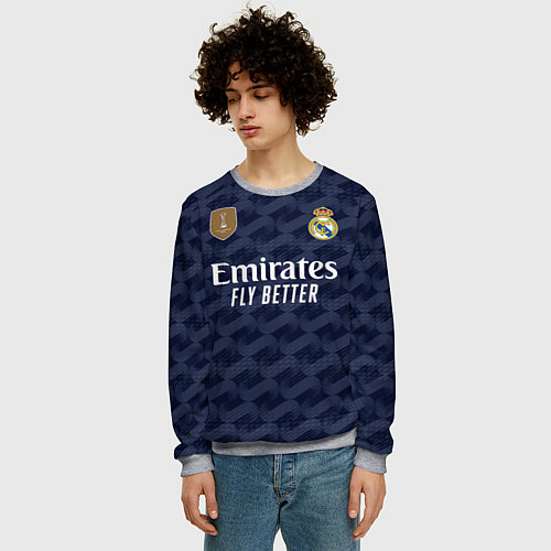 Мужской свитшот ФК Реал Мадрид форма 2324 гостевая / 3D-Меланж – фото 3