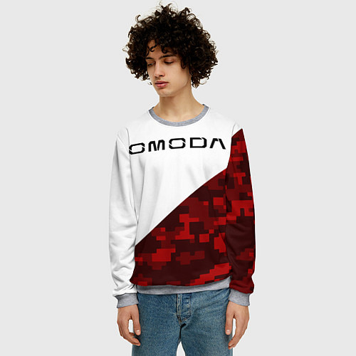 Мужской свитшот Omoda red white / 3D-Меланж – фото 3