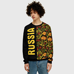 Свитшот мужской Russia хохлома, цвет: 3D-черный — фото 2