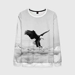 Свитшот мужской Орёл в облаках черно-белый, цвет: 3D-белый