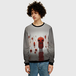 Свитшот мужской Красный человечек на пруду, цвет: 3D-черный — фото 2