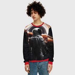 Свитшот мужской Черная дыра - космонавт, цвет: 3D-красный — фото 2