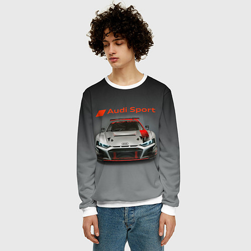Мужской свитшот Audi sport - racing car - extreme / 3D-Белый – фото 3