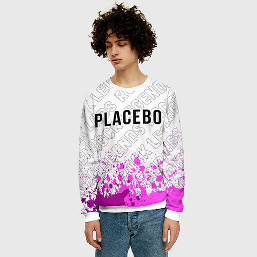 Мужской свитшот Placebo rock legends: символ сверху / 3D-Белый – фото 3