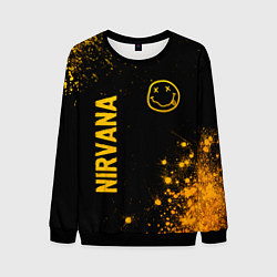 Мужской свитшот Nirvana - gold gradient: надпись, символ