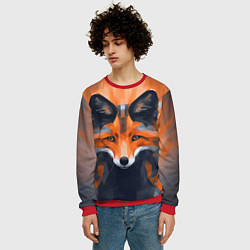Свитшот мужской Нарисованная огненная лиса, цвет: 3D-красный — фото 2
