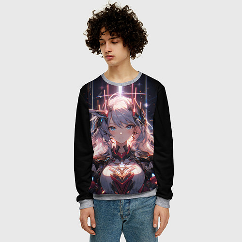 Мужской свитшот Киана Каслана - Honkai impact / 3D-Меланж – фото 3