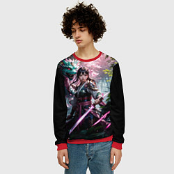 Свитшот мужской Японская девушка и дракон, цвет: 3D-красный — фото 2