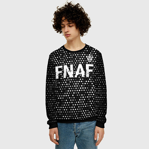 Мужской свитшот FNAF glitch на темном фоне: символ сверху / 3D-Черный – фото 3