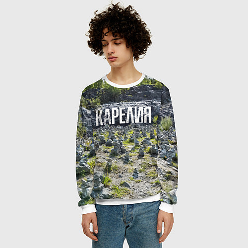 Мужской свитшот Карелия / 3D-Белый – фото 3