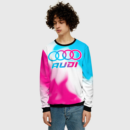Мужской свитшот Audi neon gradient style / 3D-Черный – фото 3