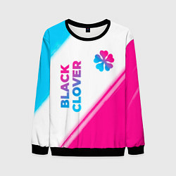 Свитшот мужской Black Clover neon gradient style: надпись, символ, цвет: 3D-черный