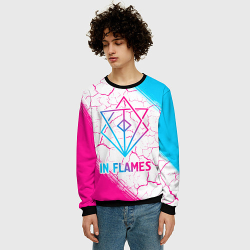 Мужской свитшот In Flames neon gradient style / 3D-Черный – фото 3