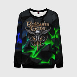 Свитшот мужской Baldurs Gate 3 black blue neon, цвет: 3D-черный