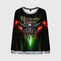 Свитшот мужской Baldurs Gate 3 logo green red light, цвет: 3D-меланж