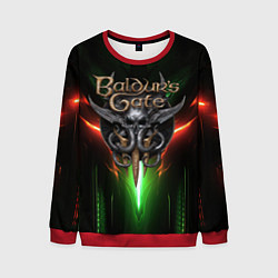 Свитшот мужской Baldurs Gate 3 logo green red light, цвет: 3D-красный