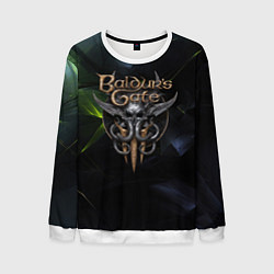 Свитшот мужской Baldurs Gate 3 logo dark green, цвет: 3D-белый