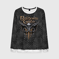 Свитшот мужской Baldurs Gate 3 logo dark black, цвет: 3D-белый