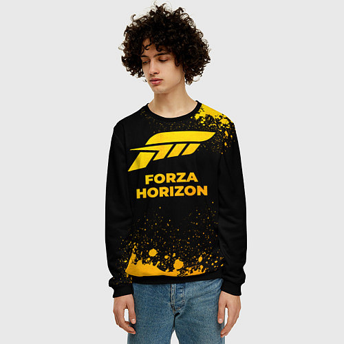 Мужской свитшот Forza Horizon - gold gradient / 3D-Черный – фото 3
