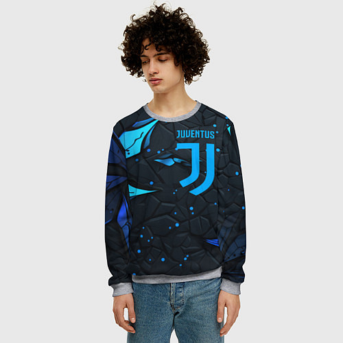Мужской свитшот Juventus abstract blue logo / 3D-Меланж – фото 3