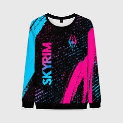 Мужской свитшот Skyrim - neon gradient: надпись, символ
