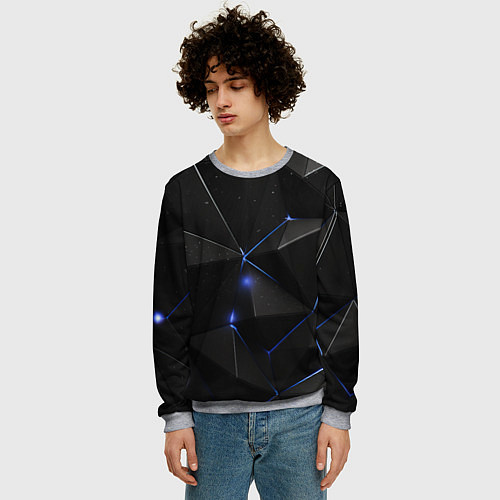 Мужской свитшот Black geometry texture / 3D-Меланж – фото 3