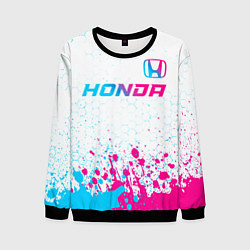 Свитшот мужской Honda neon gradient style: символ сверху, цвет: 3D-черный