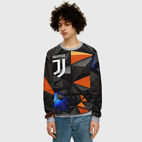 Мужской свитшот Juventus orange black style / 3D-Меланж – фото 3