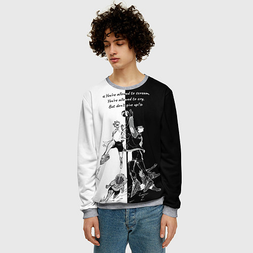 Мужской свитшот Хината и мяч - аниме волейбол / 3D-Меланж – фото 3