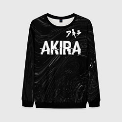 Свитшот мужской Akira glitch на темном фоне: символ сверху, цвет: 3D-черный
