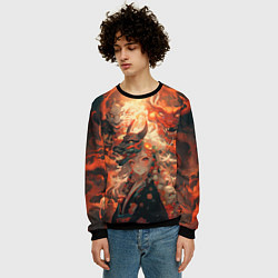 Свитшот мужской Девчонка в маске демонического дракона, цвет: 3D-черный — фото 2